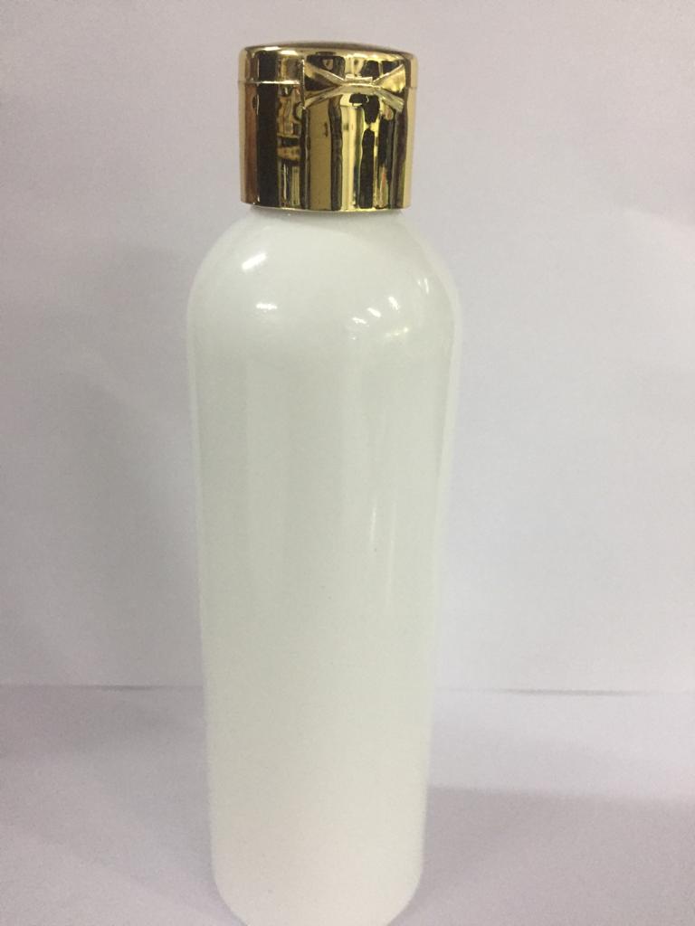 CP7058 200 ml White Pet Bottle with 24 mm golden Flip Top