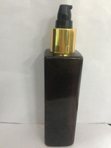 CP7072 200ml Amber PET Bottle With 24 mm Golden Black Syrum  Pump