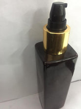 Load image into Gallery viewer, CP7072 200ml Amber PET Bottle With 24 mm Golden Black Syrum  Pump
