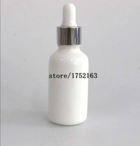 CP7028 30 ml White Glass Bottle with silver White Dropper