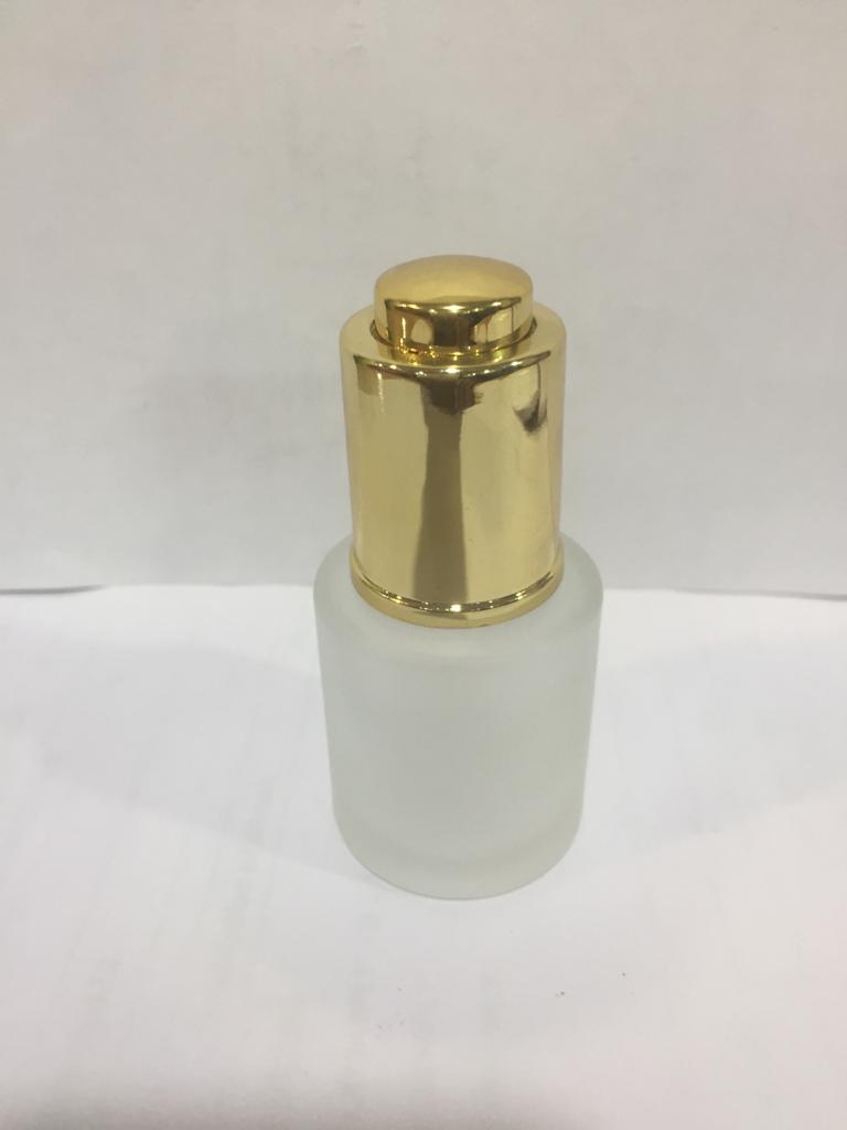 CP7198 25 ML Frosted Glass Bottle with Golden Press dropper