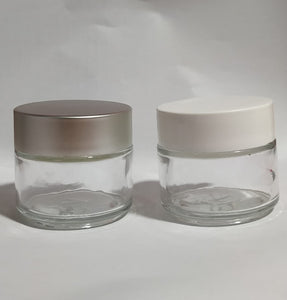 CP7244 100gm premium glass jar with silver matte cap